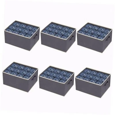 Paquete de 6 organizadores de pantalones de talla grande de 12 celdas para ropa, jeans, 6 gris oscuro Foto 1 de 4