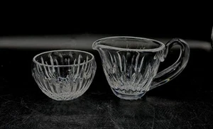 WATERFORD CARINA Cut Crystal Open Sugar & Cream Set Alternating Vertical Cuts - Picture 1 of 18