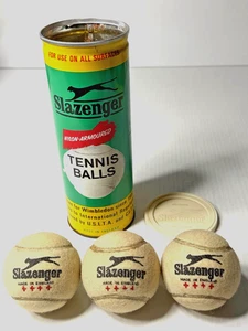 Slazenger Tennis Balls Vintage Can with 3 Balls Made in England Nylon Armoured - Picture 1 of 4