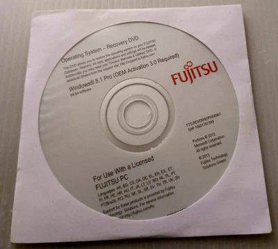 Fujitsu Windows 8.1 Pro 64-bit Operating System Recovery DVD (PN:CD9D126705) - Image 1 of 2