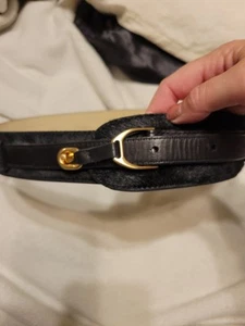 Cole Haan Stirrup Buckle Fur Leather Belt Medium - Picture 1 of 6