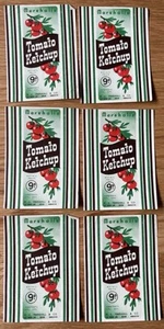 Vintage 6 X MANCHESTER TOMATO KETCHUP LABELS R C Marshall OLD BROOM LANE DENTON - Imagen 1 de 2