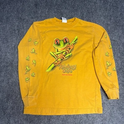 Rainforest Cafe Chicago Kids Long Sleeve T Shirt Frog Graphic Yellow XL - Image 1 of 3