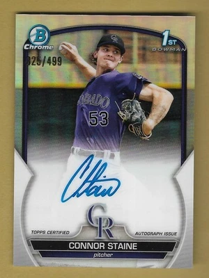 CONNOR STAINE 2023 TOPPS BOWMAN CHROME 1ST REFRACTOR SP ROOKIE RC CARD #'D /499 - Image 1 of 2
