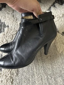 Chanel Women’s Short Black Noir Leather Ankle Boots Booties EU 37 - Picture 1 of 10