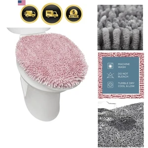 Bathroom Toilet Lid Cover Plush Chenille Soft Absorbent Machine Washable - Picture 1 of 9