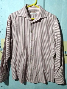 Thomas Pink striped shirt 16/41 cm spread collar white red black Cotton button - Picture 1 of 11