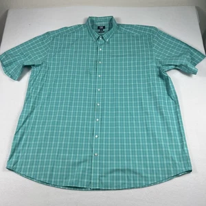 Cutter & Buck Short Sleeve Button Up Shirt Green Check Pattern Men’s Size 4XT - Picture 1 of 12