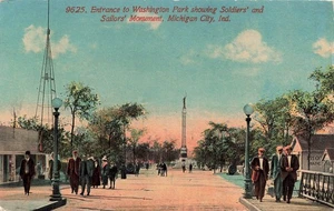 MICHIGAN CITY IN INDIANA ENTRY WASHINGTON PARK 1915 VINTAGE POSTCARD 100925 U - Picture 1 of 2