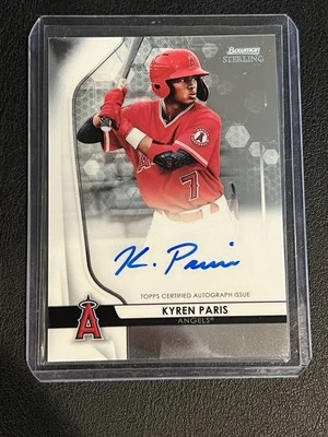 2020 Bowman Sterling Kyren Paris On Card Prospect Auto SP Rookie RC LA Angels - Image 1 of 2