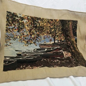 Boats Scene Picture Embroidered Completed Hand Stitched Cross Stitch - Picture 1 of 9