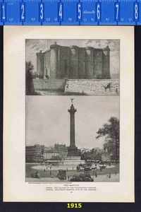 París - Fortaleza de la Bastilla del siglo XIV y monumento de 1900 - Impresión de 1915 - Imagen 1 de 1