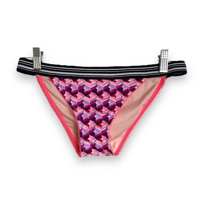 Victoria's Secret Womens Bikini Bottoms Sz M Cheeky Geometric Foil Coral Purple - Image 1 of 4