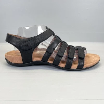 Vionic Harissa Sandals Womens Size 11 Wide Black Leather Strappy Wedge Shoes - Image 1 of 4
