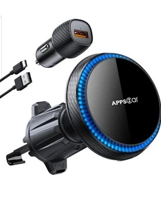 Car Charger, 15w Wireless Car Charger Fast Charging for Magsafe Car Mount - Zdjęcie 1 z 7
