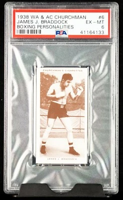 1938 WA & AC Churchman James J. Braddock #6 PSA 6 Boxing Personalities - Image 1 of 2