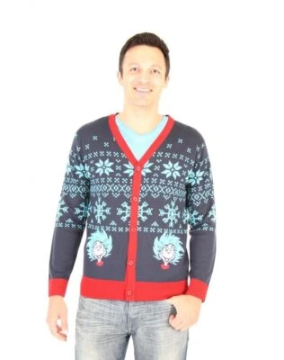 成人卡通书苏斯博士冰霜 1 & 2 丑陋圣诞毛衣开衫 — 第 1/4 张图片