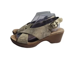 Dansko Women Size 10 EU 40 Sandal Wedge Platform Jacinda Snake Print 3” Heel - Picture 1 of 13