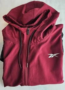 Mens Light Weight Red Reebok Hooded Jacket Windbreaker Sz 2XL - Picture 1 of 6