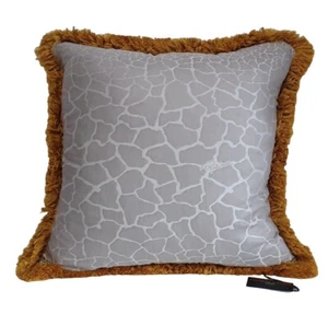 Roberto Cavalli Home Throw Pillow, Animal Print, 20X20, Orange Faux Fur Trim - Picture 1 of 3