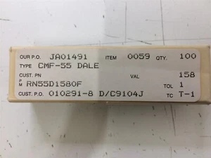 RN55D1580F DALE RES 158 OHM 1/8W 1% AXIAL 100 PIECES - Picture 1 of 1