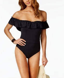 Nwt Bleu Rod Beattie Schwarz Schulterfrei Coast Sich Einteilig Badeanzug Damen - Bild 1 von 7
