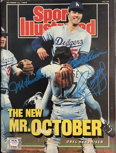 1988 MR.OCTOBER SPORTS ILLUSTRATED SIGNED HERSHISER DEMPSEY & HAMILTON PSA 20939 - Picture 1 of 3