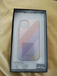 Coach Protective Case for iPhone 12 mini - Diagonal Stripe Metallic Multi - Picture 1 of 1