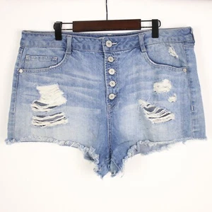 Refuge Womens Size 14 Button-Fly Distressed Shorts - Picture 1 of 5