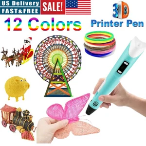 3D Druck Stift Set Doodle Drucker Zeichnen 12 Farben Kinder Geschenk Zeichenstift USA - Bild 1 von 12