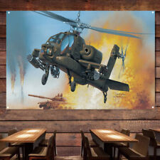 AH-64 Apache Attack Helicopter Art Poster Wall Decorative Banners Hanging Flags