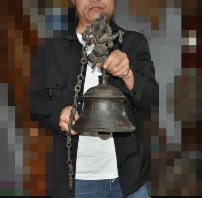 Tíbet Budismo Templo Bronce Elefante Jambhala Estatua Bell Chung Campanas Reloj Foto 1 de 4