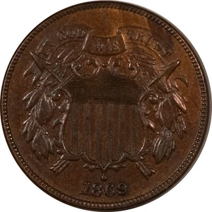 1869 TWO CENT PIECE - UNCIRCULATED, WITH MS TAG. - Picture 1 of 3