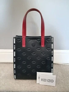Kenzo Embossed Eye Allover Mini Tote Bag. Black and red, genuine leather. - Picture 1 of 8