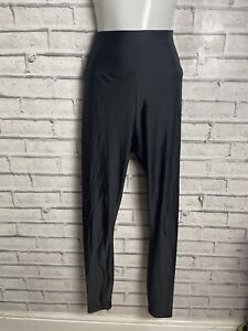American Apparel Women's Black Shiny Nylon Lycra High Waisted Leggings - Size M