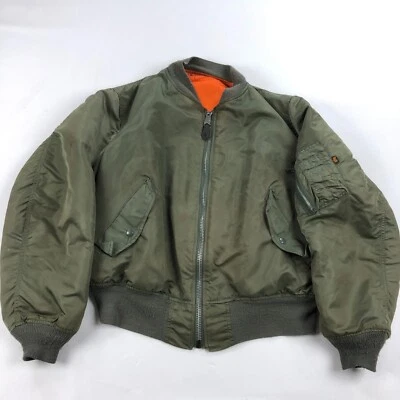 USAF Alpha MA1 Pilots Flight Jacket XL Military Aviation Bomber Industries 90s - Image 1 of 4