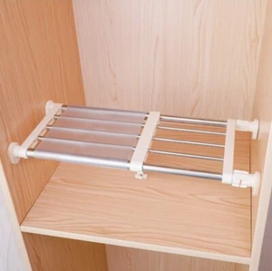 Hershii Closet Tension Shelf & Rod Expandable Metal Storage Rack Adjustable - Picture 1 of 5