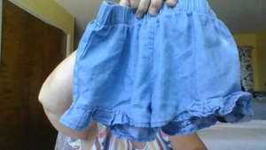 Forever Me Size 6X Shorts Ruffle Leg Elastic Waist Blue *Small Flaws - Picture 1 of 13