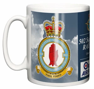 Taza de cerámica 502 Squadron RAUXAF, lema Royal Air Force Crest, RAF Aldergrove - Imagen 1 de 5