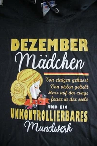 DEZEMBER Madchen..UND EIX UNKONTROLLIERBARES.. Hoodie Sweatshirt, Large in Black - Imagen 1 de 4