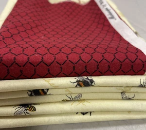 Follow The Sun Bumble Bee & Modascapes Honeycomb Cotton Fabrics Over 2 Yards - Picture 1 of 14