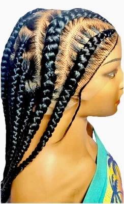 大号 Cornrow 无结盒辫子全蕾丝婴儿头发假发富拉尼编织假发 — 第 1/4 张图片