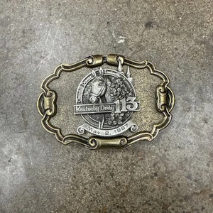 1987 Vintage Brass Kentucky Derby Belt Buckle Churchill Downs 80s Official - Picture 1 of 4