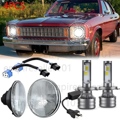 一对 7 英寸圆形 LED 车头灯高/低光束密封适用于雪佛兰雪佛兰 Nova 1963 - 1978 — 第 1/4 张图片