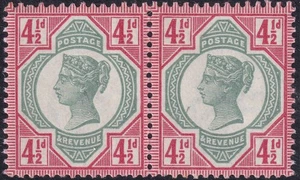 1892 JUBILEE SG206 SOMBRA 41/2d verde y pálido carmín u/m nh par k34- - Imagen 1 de 2
