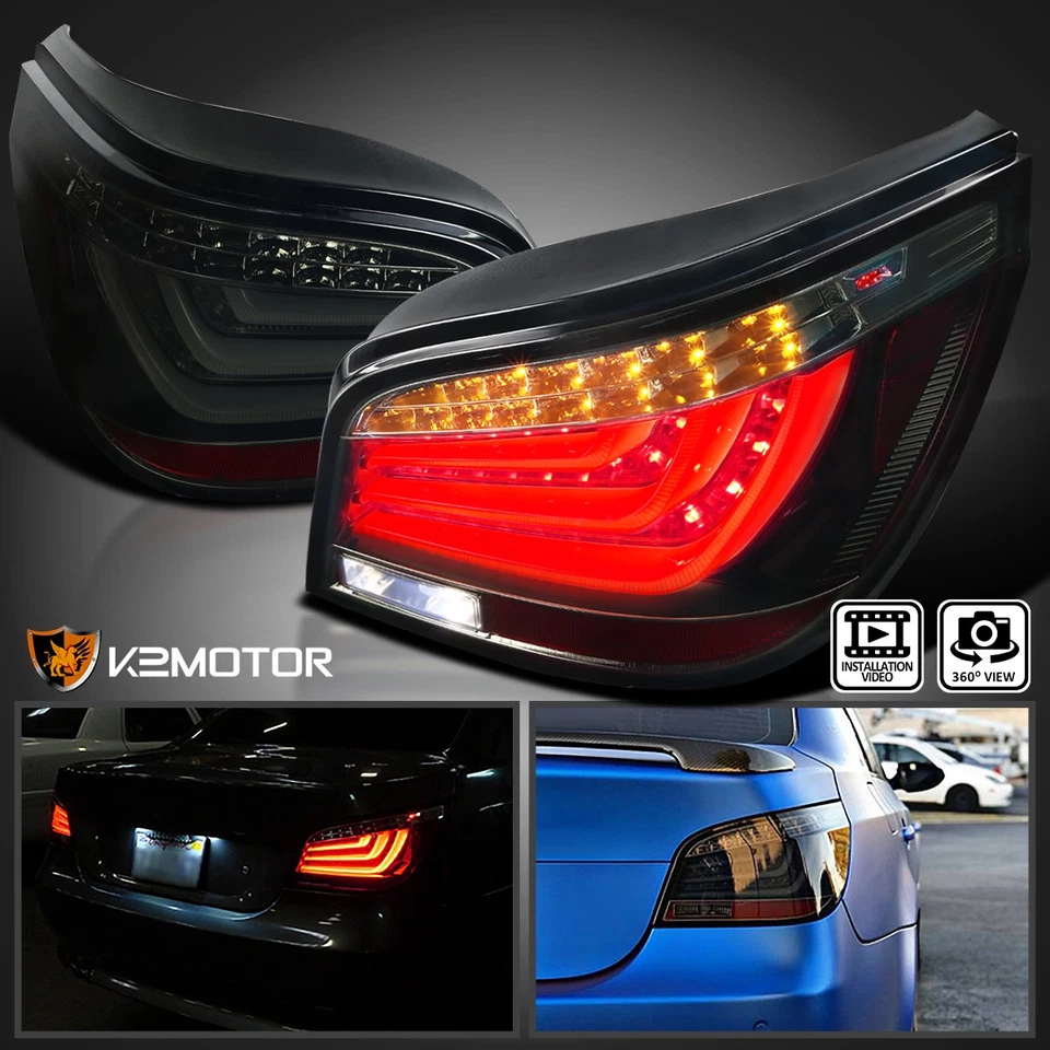 Black/Smoke Fits 2004-2007 BMW E60 5-Series 525i 530i LED Tube Tail Lights Lamps Foto 1 de 4