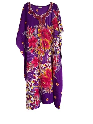 Exist 女式长衫连衣裙均码紫色花卉长裙和服袖绑带腰 — 第 1/4 张图片