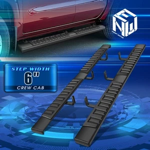 Para 05-24 Nissan Frontier doble cabina 6" estriberas laterales planas negras - Imagen 1 de 8