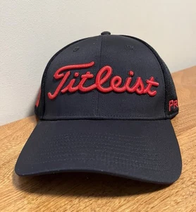 Titleist Pro V1 FootJoy FJ Golf Hat Embroidered Flex Fit Size M/L Cap Black Red - Picture 1 of 7