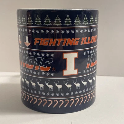 ILLINOIS UNIVERSITY Coffee Mug Cup Christmas Ugly Sweater Style Fighting Illini - Image 1 of 4